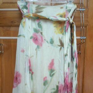 MISS SIXTY Floral Silk Skirt High Waist Tie-belt S